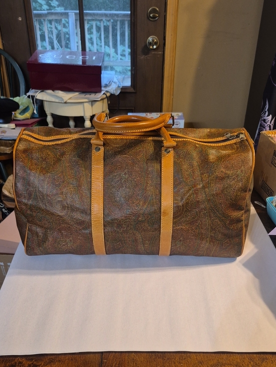 Etro Handbags - Etro Authentic Paisley Leather-Trim Weekender Travel Bag